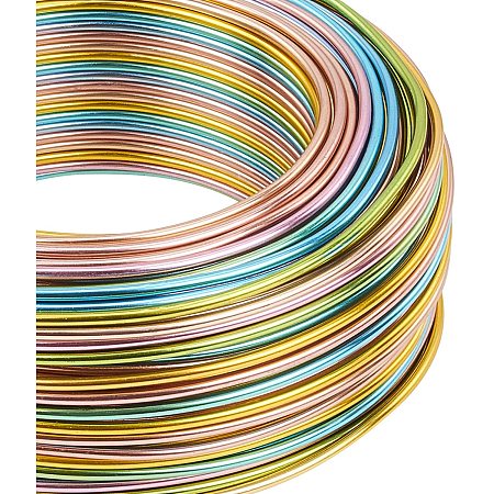 BENECREAT Multicolor Jewelry Craft Aluminum Wire (12 Gauge, 180 Feet) Bendable Metal Wire for Jewelry Beading Craft Project - Yellow, Pink, Brown, Green, Blue