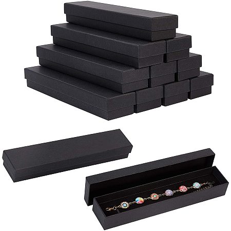 NBEADS 12 Pcs Black Necklace Box, Cardboard Jewelry Box for Gift Packing Storage and Presentation, 21x4.5x3.1cm