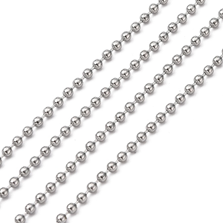 Honeyhandy 304 Stainless Steel Ball Beaded Chains, Soldered, Decorative  Chain, Stainless Steel Color, 2.5mm 