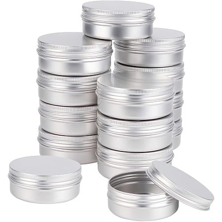 BENECREAT 14PCS 70ml/2.37 oz Platinum Round Aluminium Tin Cans with Screw Top Lid 72x28.5mm/2.83x1.12 inch Aluminium Jar Storage Containers for Cosmetic, Candles, Candies