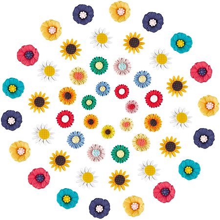 NBEADS 108 Pcs Resin Daisy Flowers, Sunflower Resin Cabochons Daisy Flower Epoxy Charms for DIY Craft Cloth Pen Box Home Decoration