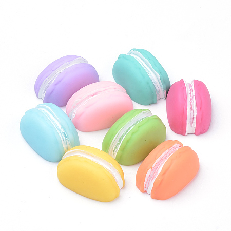 Resin Cabochons, Half Macaron, Mixed Color, 12x24~25x17mm