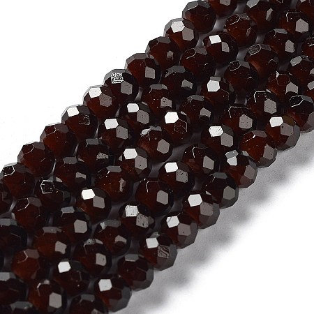 Baking Painted Imitation Jade Glass Bead Strands, Faceted Rondelle, Coconut Brown, 6x5mm, Hole: 1.2mm, about 85pcs/strand, 16.73''(42.5cm)