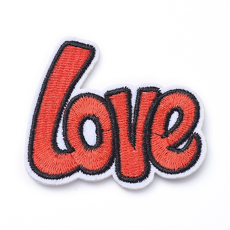 Honeyhandy Computerized Embroidery Cloth Iron on/Sew on Patches, Costume Accessories, Appliques, Word Love, Red, 50x59x2mm