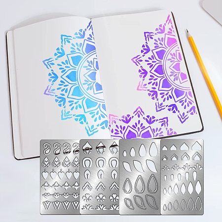 FINGERINSPIRE 4 Pcs Irregular Elements Theme Cutting Dies Stencil Metal Template Molds, Heart Petal Stainless Steel Embossing Tool Die Cuts for Card Making DIY Etched Dies Decoration Supplies