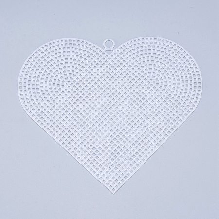Honeyhandy Plastic Mesh Canvas Sheets, for Embroidery, Acrylic Yarn Crafting, Knit and Crochet Projects, Heart, White, 14.8x16.8x0.12x0.75cm, Hole: 2x2mm