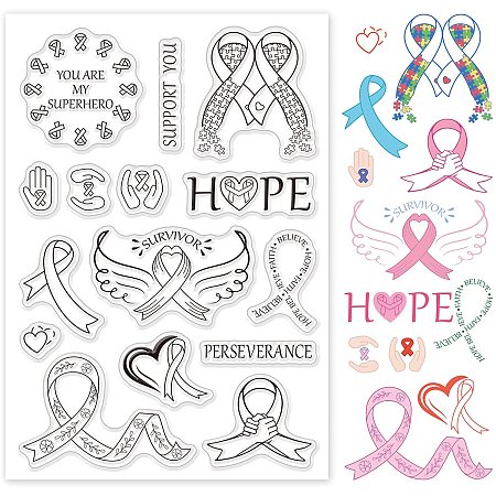 GLOBLELAND Ribbons Silicone Clear Stamps Encouraging Words Transparent Stamps for Mother's Day Birthday Valentine's Day Cards Making DIY Scrapbooking Photo Album Decoration Paper Craft