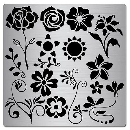 GORGECRAFT 6.3 Inch Metal Rose Stencil Flowers Vines Template Stainless Steel Floral Painting Reusable Templates Journal Tool for Painting, Wood Burning, Pyrography and Engraving