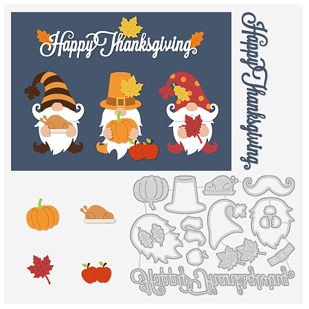 BENECREAT Thankgiving Cutting Dies Stencils, 4.3x5.8Inch Roast Chicken/Pumpkin/Maple Leaf Carbon Steel Stencil for Card Making, Embossing DIY Paper Card