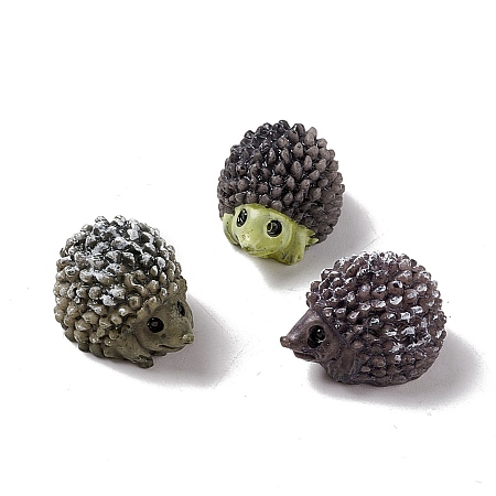 Honeyhandy Mini Resin Display Decorations, Dollhouse Accessories, for Home Office Tabletop, Hedgehog, Mixed Color, 18x13x10.5~11.5mm