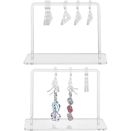 SUPERFINDINGS 1 Set Earring Display Stand Holder Acrylic Earring Stud Organizer Holder Rack Transparent Jewelry Display Stand Earring Hanger Rack with with 16pcs Coat Hangers for Women Girls