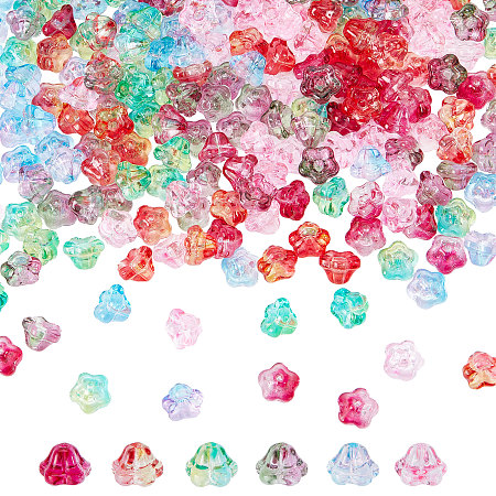 SUNNYCLUE 240Pcs 6 Color Electroplate Glass Beads, Trumpet Flower, Mixed Color, 8.5x8x5.5mm, Hole: 1mm, 40Pcs/color
