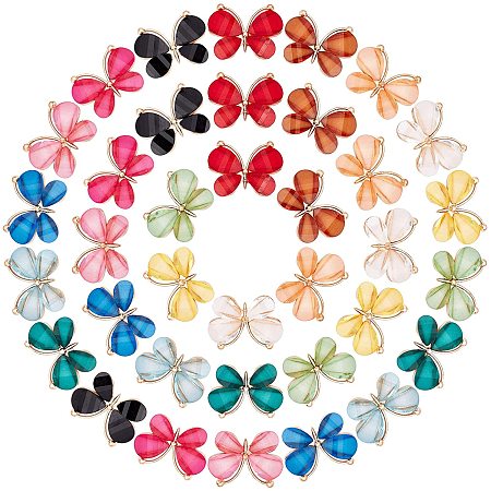 Arricraft 48 Pcs Butterfly Charms Pendants, 12 Colors Resin Alloy Charms Pendant, Resin Dangle Charms for Jewelry Making Bracelet Necklace