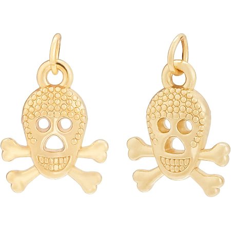 BENECREAT 20Pcs Skeleton Charms Alloy Pendants 18K Gold Plated Skull Metal Charms for Necklace Bracelet Making and Crafting