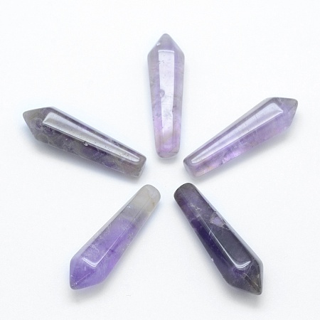 Honeyhandy Natural Amethyst Pointed Beads, Bullet, Undrilled/No Hole Beads, 30.5x9x8mm