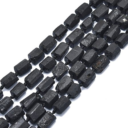 Honeyhandy Natural Black Tourmaline Beads Strands, Faceted, Column, 11~17x9~11x8~10mm, Hole: 1mm, about 26pcs/strand, 17.32 inch(44cm)