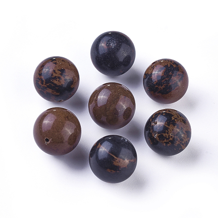 Honeyhandy Natural Mahogany Obsidian Beads, Round, 14mm, Hole: 1.2mm