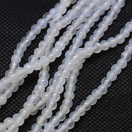 Honeyhandy Natural Agate Round Beads Strand, Dyed, White, 6mm, Hole: 1mm, about 62pcs/strand, 14.96 inch