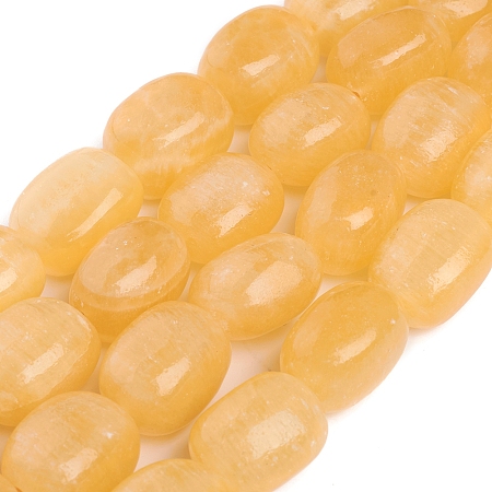 ARRICRAFT Natural Orange Calcite Beads Strands, Oval, 18.5~20.5x14.5~15x13~14mm, Hole: 1.2mm, about 20pcs/strand, 15.35 inches(39cm)