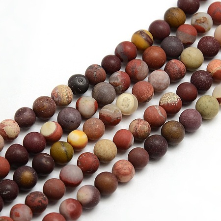Honeyhandy Frosted Natural Mookaite Round Bead Strands, 8mm, Hole: 1mm, about 47~49pcs/strand, 14.9~15.6 inch