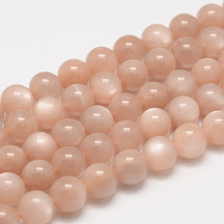 Honeyhandy Natural Sunstone Round Beads Strands, 6mm, Hole: 1mm, about 65pcs/strand, 15.7 inch