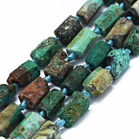 Honeyhandy Natural Chrysocolla Beads Strands, Frosted, Nuggets, 7~12x6~7mm, Hole: 0.8mm, about 26~33pcs/strand, 16.54''(42cm)