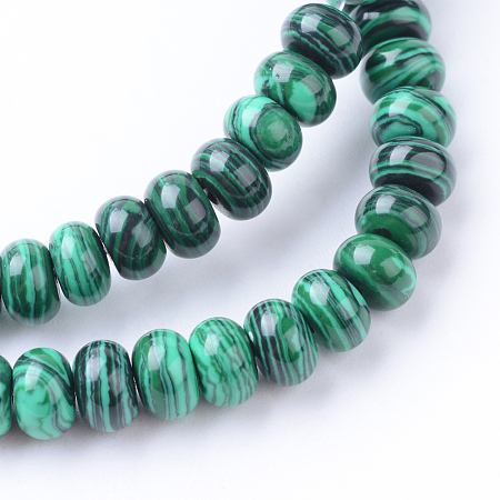 Honeyhandy Synthetic Malachite Bead Strands, Rondelle, 6x4mm, Hole: 1mm, about 104pcs/strand, 15.7 inch