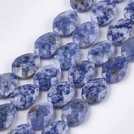 ARRICRAFT Natural Blue Spot Jasper Beads Strands, Faceted, Oval, 18x13~13.5x5.5~6mm, Hole: 1.2mm, about 11pcs/strand, 7.8 inches