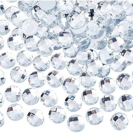 FINGERINSPIRE 120 Pcs 20mm Large Flat Back Round Acrylic Rhinestone Gems with Container Clear Circle Crystals Bling Jewels Acrylic Jewels Embelishments for Costume Making Cosplay Jewels Crafts
