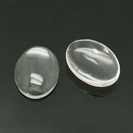 NBEADS 100 Pcs Transparent Glass Cabochons, Oval, Clear, 25x18mm, 5.4mm(Range: 4.9~5.9mm) thick