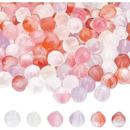 NBEADS 120Pcs Glass Beads Half Drilled, 6 Colors Peach Shape Glass Crystal Pendants Beads Nuggets Loose Spacer Beads for DIY Earring Necklace Jewelry Crafts Making, Hole: 1.2mm