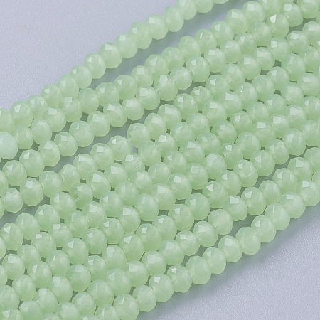 Honeyhandy Imitation Jade Glass Beads Strands, Faceted, Rondelle, Dark Sea Green, 3x2~2.5mm, Hole: 0.5mm, about 186~190pcs/strand, 17 inch