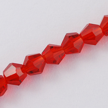 Honeyhandy Imitation Austrian Crystal 5301 Bicone Beads, Faceted Glass Beads Strands, Red, 2x3mm, Hole: 0.5mm, about 160~180pcs/strand, 16.54 inch~17.32 inch(42~44cm)