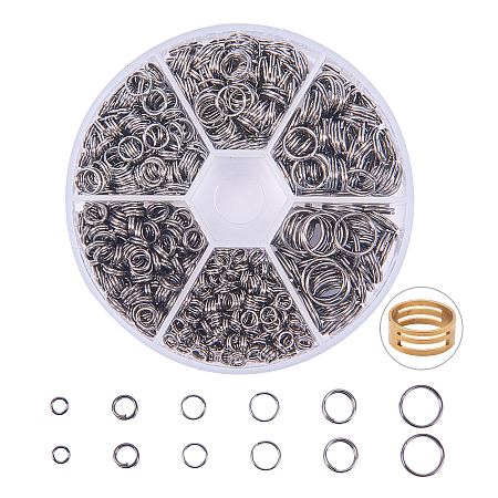 PandaHall Elite About 920 Pcs Iron Split Rings Double Loop Jump Ring Diameter 4-10mm for Jewelry Making Gunmetal