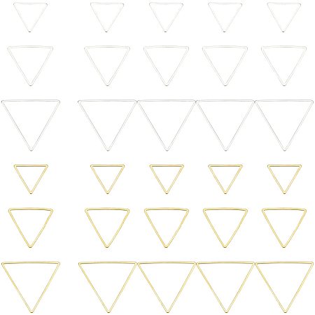 OLYCRAFT 120pcs Open Bezel Pendant Charm Hollow Frame Pendant Blanks Triangle Earring Charms Triangle Brass Rings Open Bezel for Earrings Making DIY Jewelry UV Resin Crafts - Golden & Silver Plated