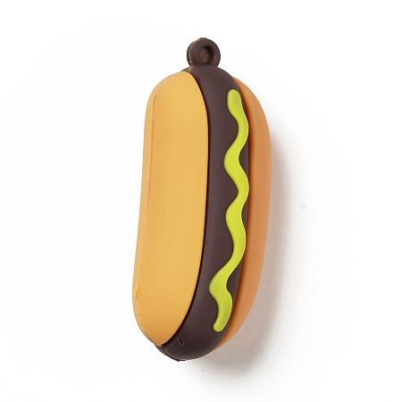 Honeyhandy PVC Plastic Big Pendants, Imitation Food, Hot Dog, Colorful, 56x23x24mm, Hole: 3mm
