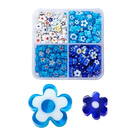 Arricraft 8 Style Handmade Millefiori Glass Beads, Flower, Mixed Color, 390pcs/box