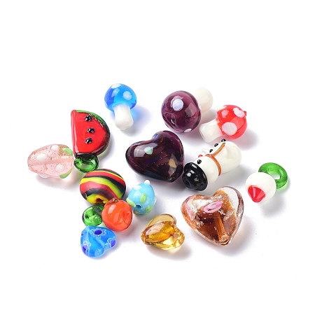 Honeyhandy Multi-style Lampwork Beads, Mixed Color, 11~29x9.5~20x3.5~12.5mm, Hole: 1~2.5mm