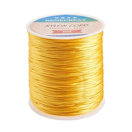 BENECREAT 1mm 200M (218 Yards) Nylon Satin Thread Rattail Trim Cord for Beading, Chinese Knot Macrame, Jewelry Making and Sewing - Yellow