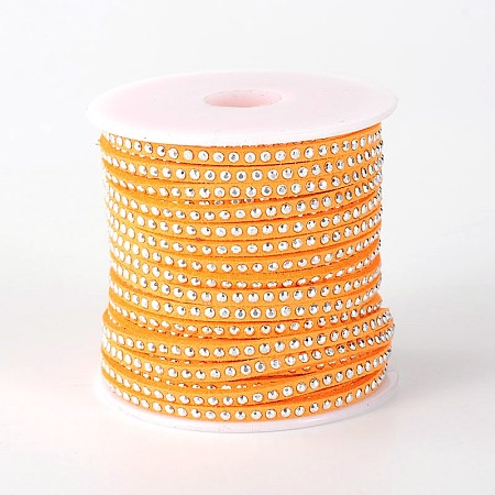 Rivet Faux Suede Cord, Faux Suede Lace, with Aluminum, Dark Orange, 3x2mm; about 20yards/roll