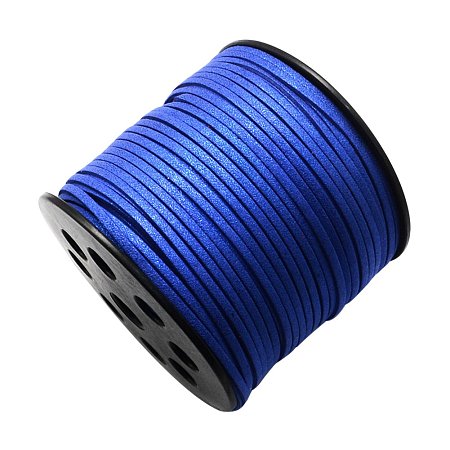 NBEADS 2.7mm 100 Yards/Roll Blue Fiber Lace Flat Environmental Faux Suede Leather Cord with Glitter Powder Beading Thread Cords Braiding String for Jewelry Making