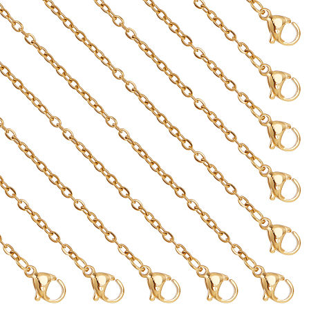Nbeads 10Pcs 304 Stainless Steel Cable Chain Necklace Making, with Slider Stopper Beads, Lobster Claw Clasps and Extension Chain, Golden, 20-7/8 inch(53cm)