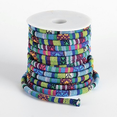 Honeyhandy Ethnic Cord Polyester Cords, Colorful, 7x5mm, 10yards/roll