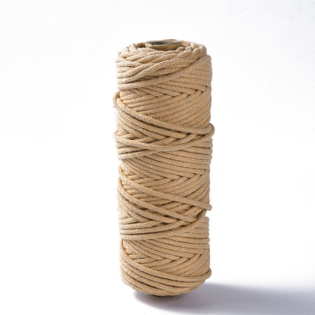 Honeyhandy Cotton String Threads, Macrame Cord, Decorative String Threads, for DIY Crafts, Gift Wrapping and Jewelry Making, BurlyWood, 3mm, about 54.68 yards(50m)/roll