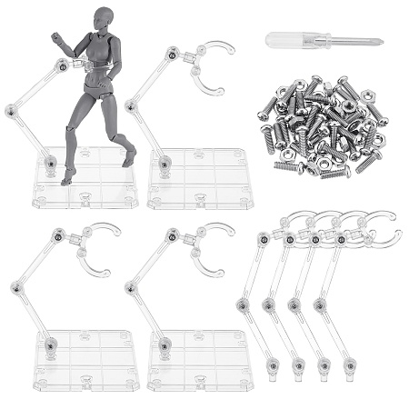 Arricraft Plastic Humanoid Stand Support, with Iron Screws & Nuts & Steel Cross Screwdriver, Clear, 9.3x7.3x0.5cm
