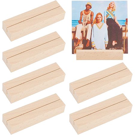 OLYCRAFT 6pcs Wood Place Card Holders Wood Name Card Sign Holders Table Number Stands Beech Wood Place Card Holders for Wedding Party Events Decoration Double Side Display Mini Blackboard