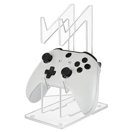 AHANDMAKER Universal Dual Controller Holder, Transparent Acrylic Game Controller Display Stand, Detachable Gamepad Desktop Stand for Display and Organization, Double-Layered
