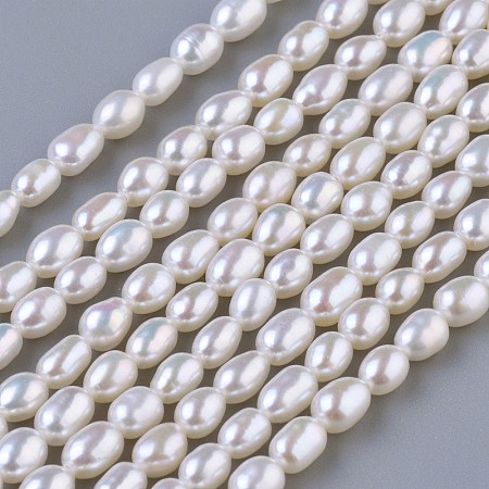 ARRICRAFT Natural Cultured Freshwater Pearl Oval Beads Strands, Beige, 3~4mm, Hole: 0.8mm, about 68pcs/strand, 14.57 inches