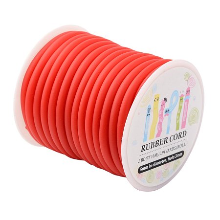 ARRICRAFT 1 Roll (about 10m) Red Silicone Hollow Cord Rubber Thread 5mm for Bracelet Necklace Making with 3mm Hole