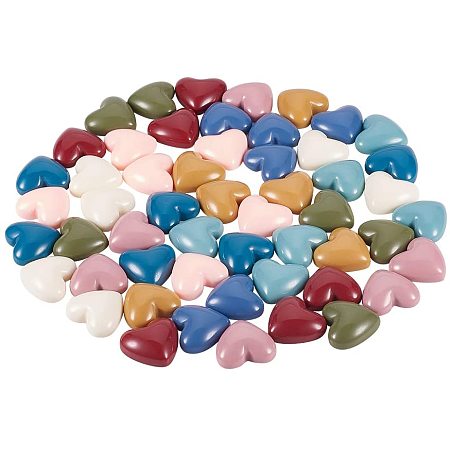 PandaHall Elite 54pcs 9 Colors Heart Resin Cabochons 17x18mm Flat Back Cabochons Embellishments for Valentine's Day Gift Craft Scrapbooking Jewelry Making